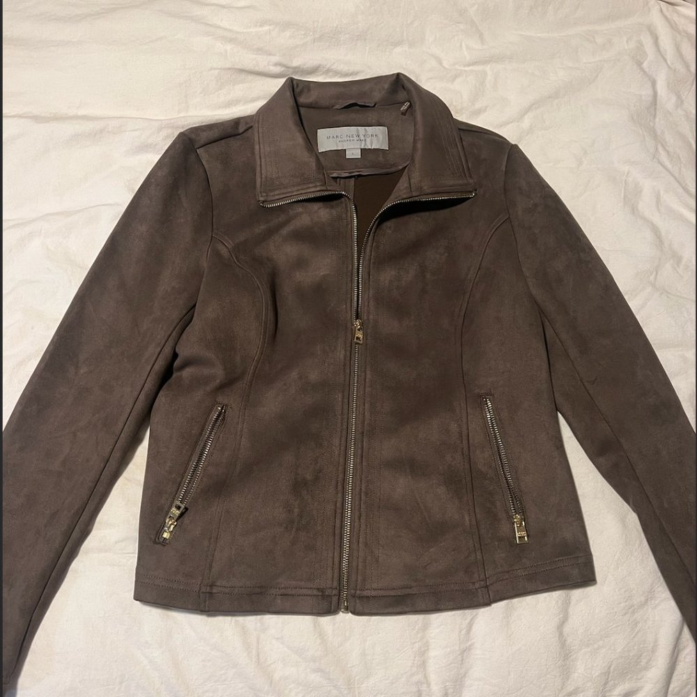 MARC NEW YORK Andrew Marc Womens Faux Suede Leather Zip Jacket